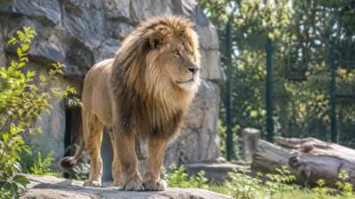 Löwe Kiano ist im Zoo Salzburg erstmals draußen zu sehen