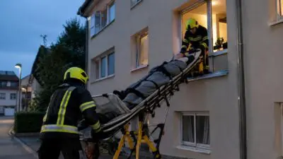 Medizinischer Notfall in Preding: Person aus Obergeschoss getragen