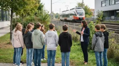ÖBB erklären Schüler:innen in Neusiedl am See Gefahren an Gleisen