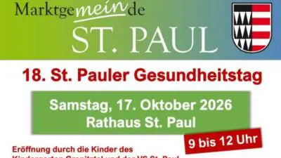 Ankündigungsplakat für den 18. St. Pauler Gesundheitstag im Rathaus St. Paul