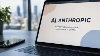 KI-Symbolbild: Ein Laptop mit großem Schriftzug auf dem Bildschirm.