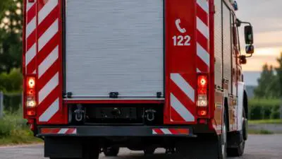 Feuerwehr leuchtet Hubschrauberlandeplatz in Frankenburg aus