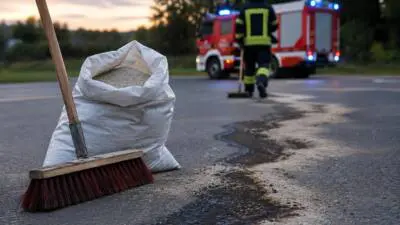 Feuerwehren sichern Unfallstelle auf der B64 in Wollsdorf