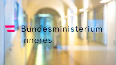 Der Schriftzug des Bundesministeriums für Inneres illustriert Österreichs Position zur Frontex-Politik.