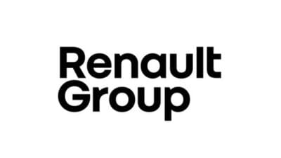 Das Logo der Renault Group in schwarzer Schrift auf weißem Hintergrund