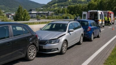 Drei Pkw stoßen in Langenwang zusammen, drei Verletzte