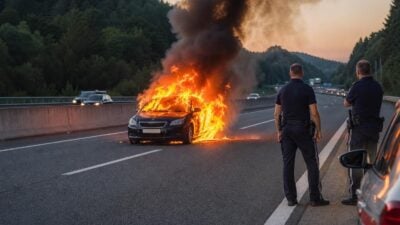 Pkw-Brand auf A11 Karawankenautobahn vollständig gelöscht