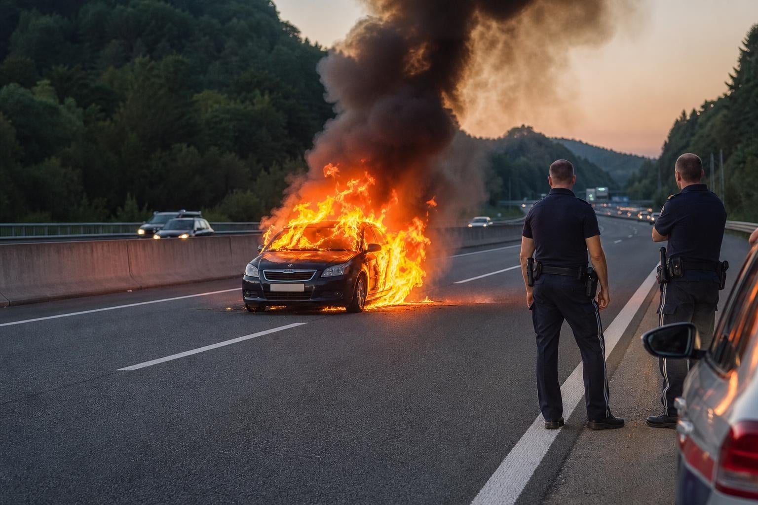 Pkw-Brand auf A11 Karawankenautobahn vollständig gelöscht
