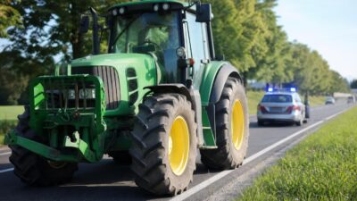 Traktor überschlägt sich auf B154 im Bezirk Vöcklabruck