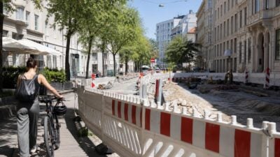 Bauarbeiten in der Kaiserfeldgasse in Graz laufen