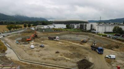 Bauaushub für neues Hallenbad in Klagenfurt gestartet