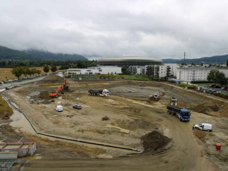 Bauaushub für neues Hallenbad in Klagenfurt gestartet