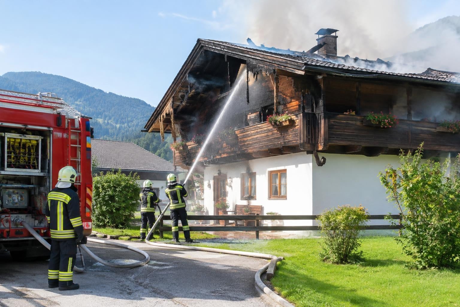 Bauernhausbrand in Wagrain löst Alarmstufe 3 aus