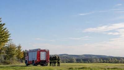 Bus bleibt beim Wenden in Bad Ischl in einer Wiese stecken