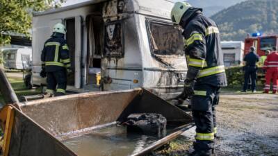 Defekter Fahrradakku löst Wohnwagenbrand in Fügen aus