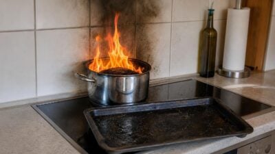 Fettbrand in Neudorf: Bewohnerin erstickt Flammen