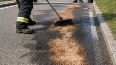 Feuerwehr Reifnitz beseitigt Ölspur