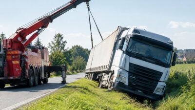 Großfahrzeug-Bergung zwischen Albrechts und Nondorf