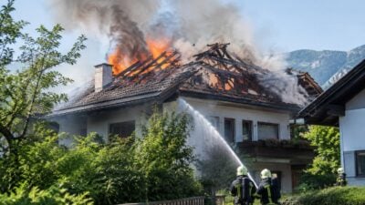 Hausbrand in Leogang: Ursprungsbereich im Außenbereich eingegrenzt