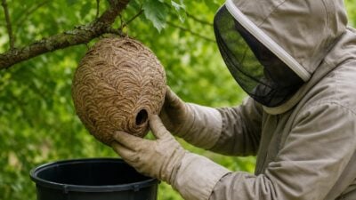 Hornissennest fachgerecht und schonend umgesiedelt