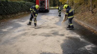 Hydraulikölspur in St. Peter nach Anhängerunfall beseitigt