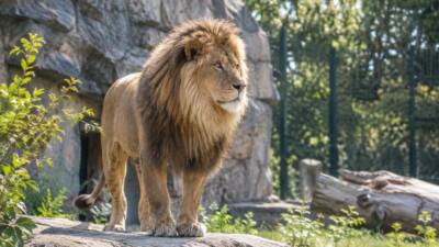 Löwe Kiano ist im Zoo Salzburg erstmals draußen zu sehen