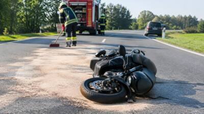 Motorrad und mehrere Pkw kollidieren auf der B154 im Bezirk Vöcklabruck