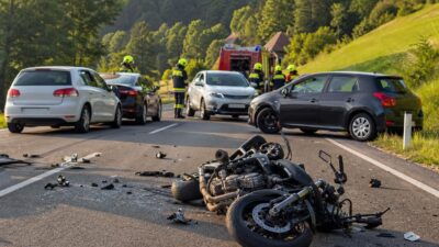 Motorradlenker kollidiert in Eisenerz mit zwei Pkw