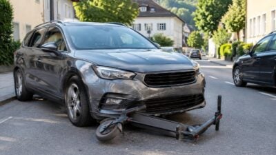 Neunjähriger auf Scooter kollidiert in Hellmonsödt mit Pkw