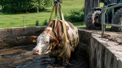 Oberpaßberg: Rind aus Güllegrube gerettet