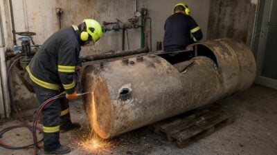 Ölreste fangen bei Tankzerlegung in Innsbruck Feuer
