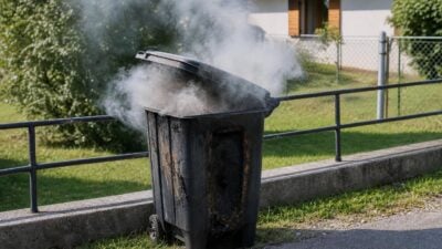 Passant löscht Brand in einem Mülleimer in Obtarrenz weitgehend