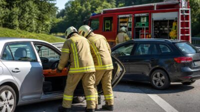Person nach Unfall auf der A12 aus Fahrzeug geborgen