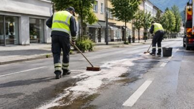 Radlader-Defekt verursacht Ölspur in Ebensee