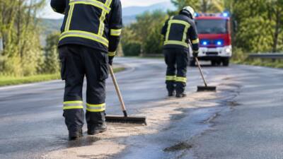Rennradfahrer stürzt auf Ölspur in Terfens