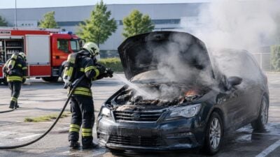 Sankt Ruprecht an der Raab: Pkw-Brand auf Parkplatz eines Industriebetriebs gelöscht