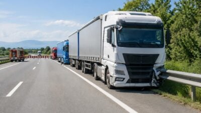 Sattelkraftfahrzeug prallt auf A14 bei Altach gegen Leitschiene