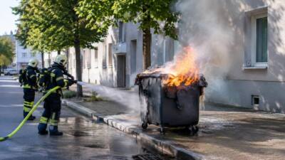 Schwertberg: Müllcontainerbrand in der Schulgasse gelöscht
