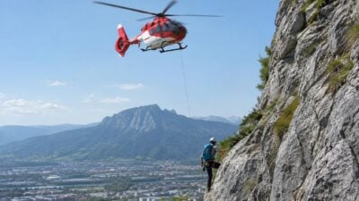 Steinschlag verletzt deutschen Kletterer am Traunstein