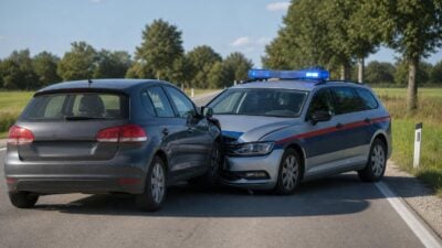 Streifenwagen kollidiert mit Pkw auf B144