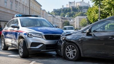 Vier Verletzte nach Kollision mit Polizeifahrzeug in Salzburg