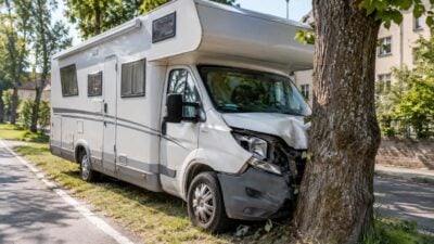Wohnmobil prallt in Karlstift nach Kollision gegen Baum