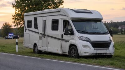 Wohnmobil überschlägt sich auf B145 in Pinsdorf