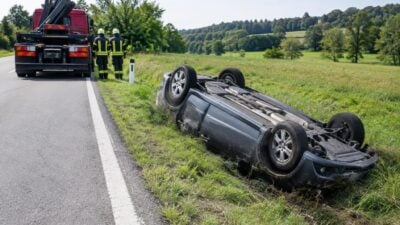 Zwei Pkw kollidieren auf der B37 im Einsatzgebiet der Feuerwehr Gföhl