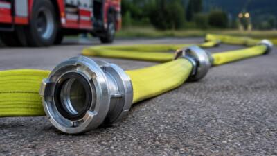 Fahrzeug und Geräteschuppen stehen in Fließ in Vollbrand