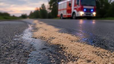 Feuerwehr beseitigt Dieselspur zwischen Edt und Loderleiten
