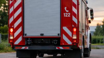 Feuerwehr leuchtet Hubschrauberlandeplatz in Frankenburg aus