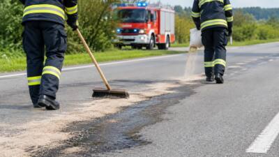 Geländewagen verliert Betriebsmittel auf der Semmering-Begleitstraße