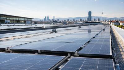 Photovoltaikanlage auf Halle A in Wien erzeugt Solarstrom