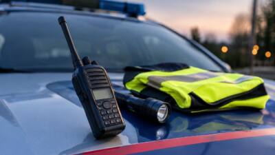 Traktor-Heckaufbau trifft zwei Autos auf der Flughafenstraße